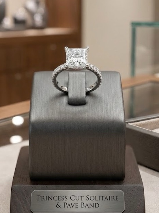Moissanite Jewelry - NWT 3ct Princess Cut Moissanite Ring, .925 Sterling Silver. Size 8